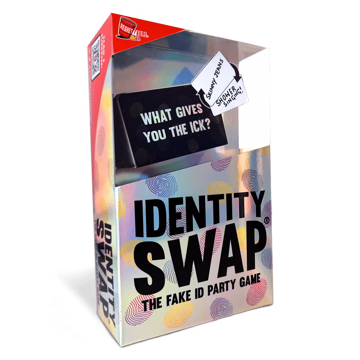 Identity Swap bluffing party game box and contents