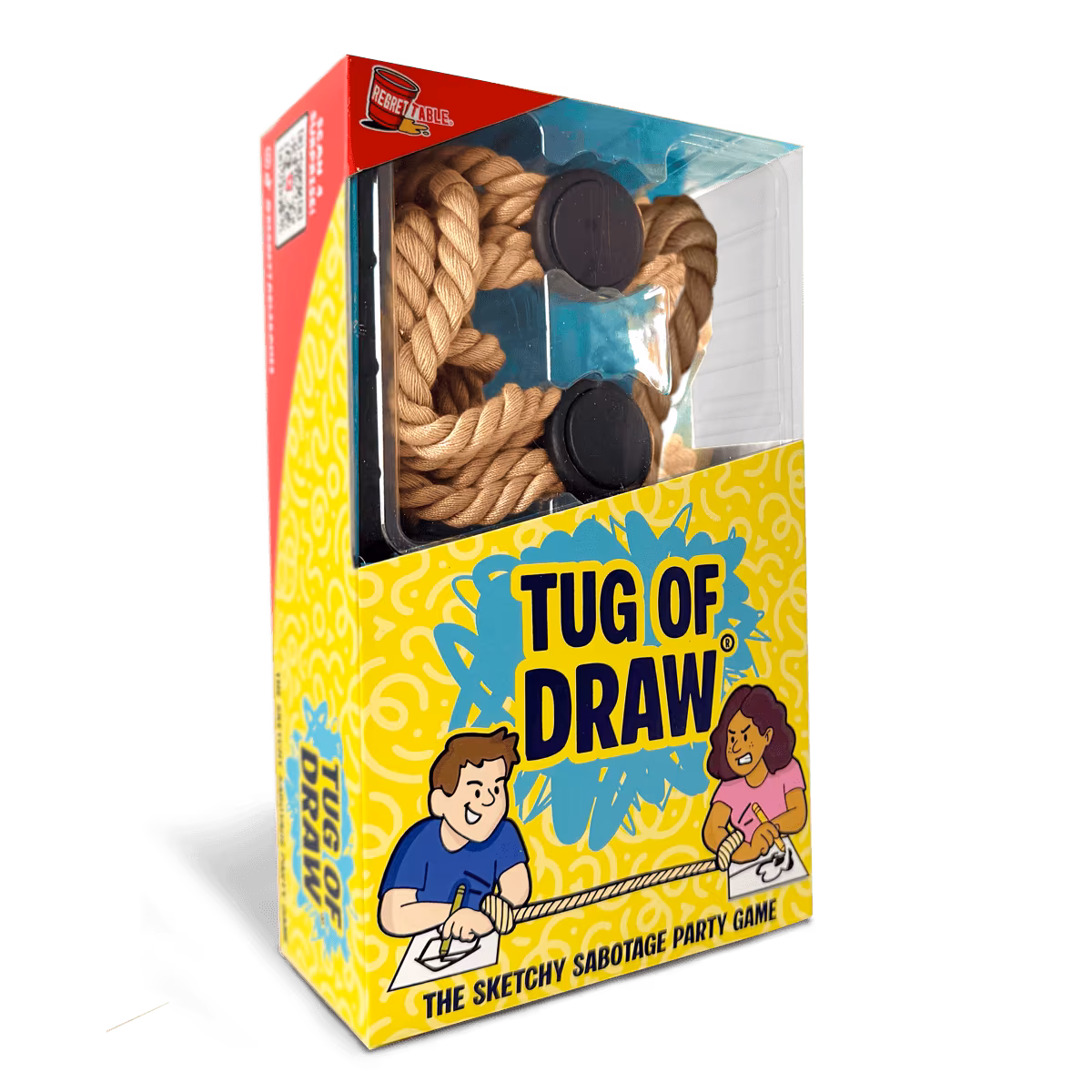 Tug of Draw drawing party game box and contents